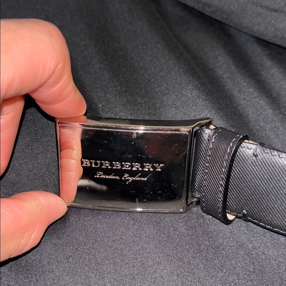 Burberry Black Leather Belt with Polished Silver-tone Buckle - Picture 4 of 4